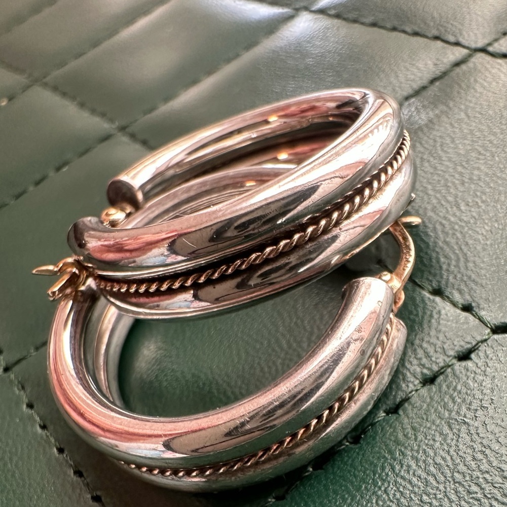 14k 925 Braided Hoop Earrings